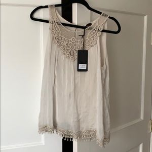Beige silk lacy shirt